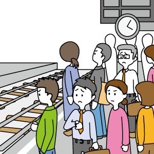 駅、遅延、電車が来ない