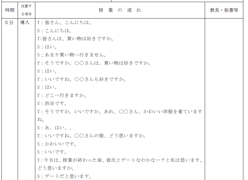 日本語教師の教案サンプル